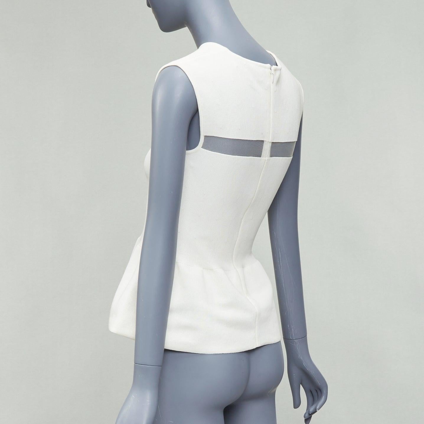 GIAMBATTISTA VALLI cream cotton sheer panel peplum top IT38 XXS For Sale 1