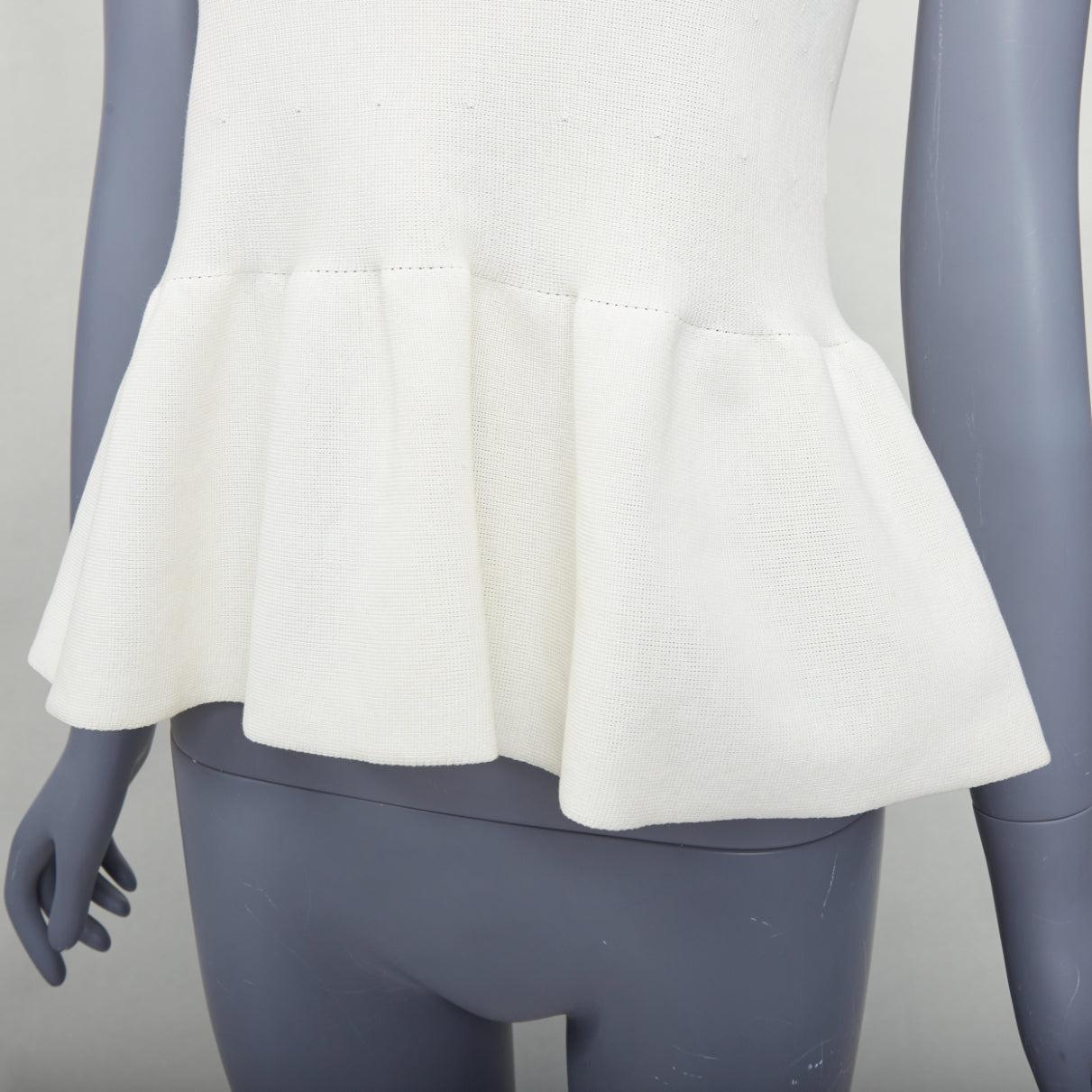 GIAMBATTISTA VALLI cream cotton sheer panel peplum top IT38 XXS For Sale 2