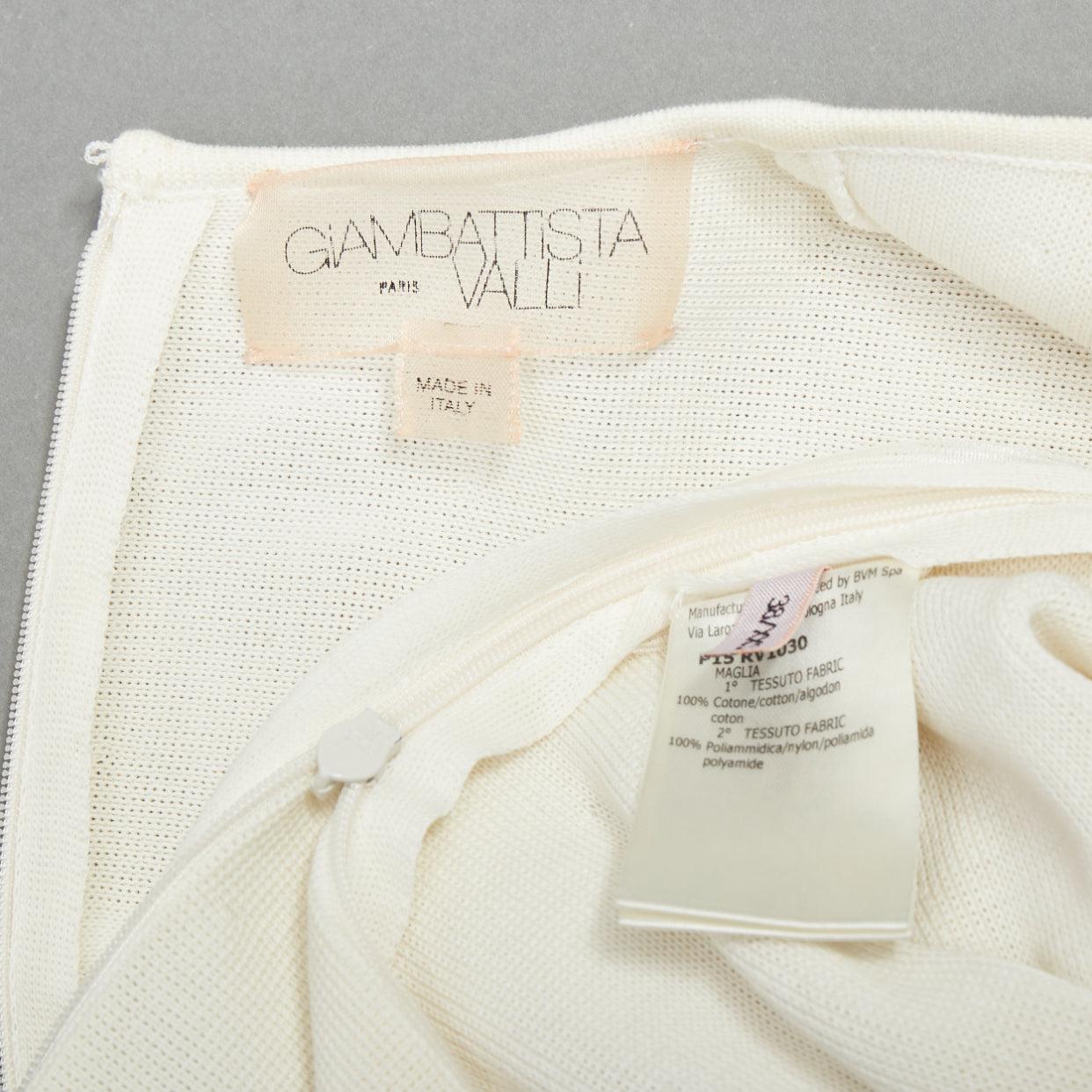 GIAMBATTISTA VALLI cream cotton sheer panel peplum top IT38 XXS For Sale 3