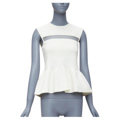 GIAMBATTISTA VALLI - Top péplum en coton transparent crème IT38 XXS