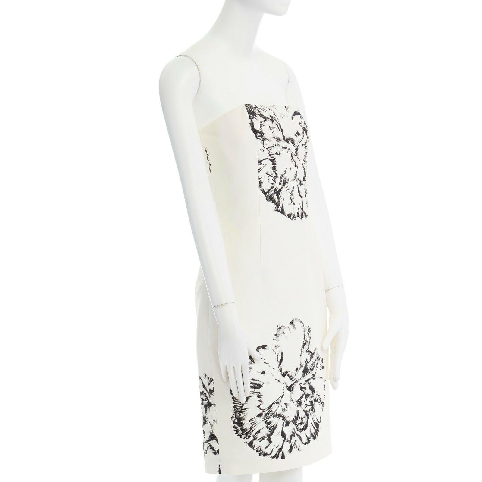 Gray GIAMBATTISTA VALLI cream cotton silk floral print corset strapless dress XS