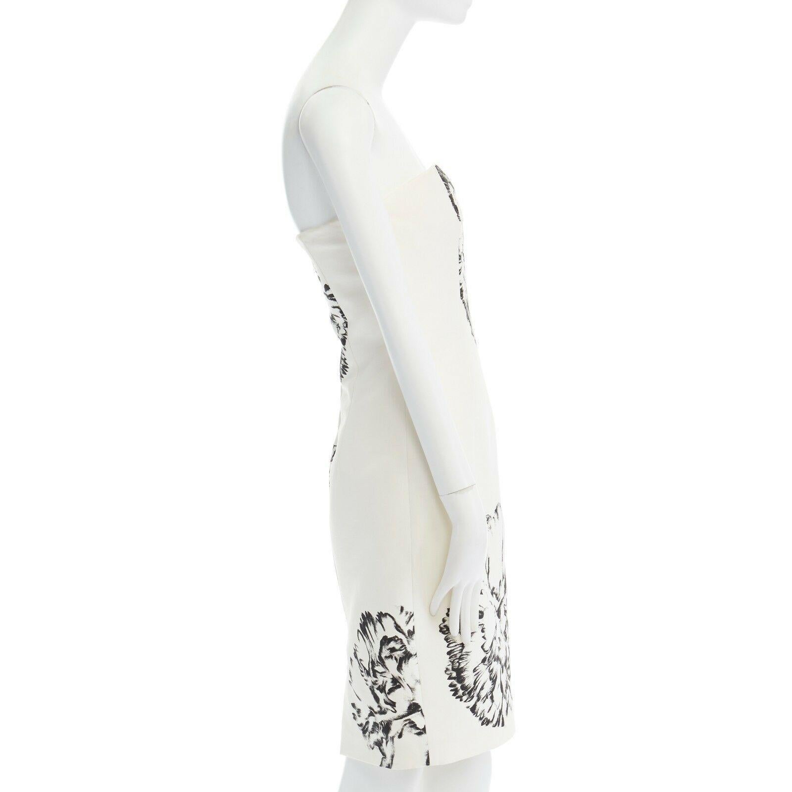 GIAMBATTISTA VALLI cream cotton silk floral print corset strapless dress XS In Excellent Condition In Hong Kong, NT