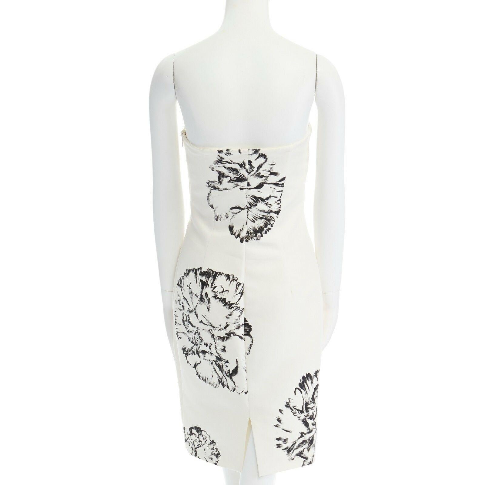 GIAMBATTISTA VALLI cream cotton silk floral print corset strapless dress XS 2