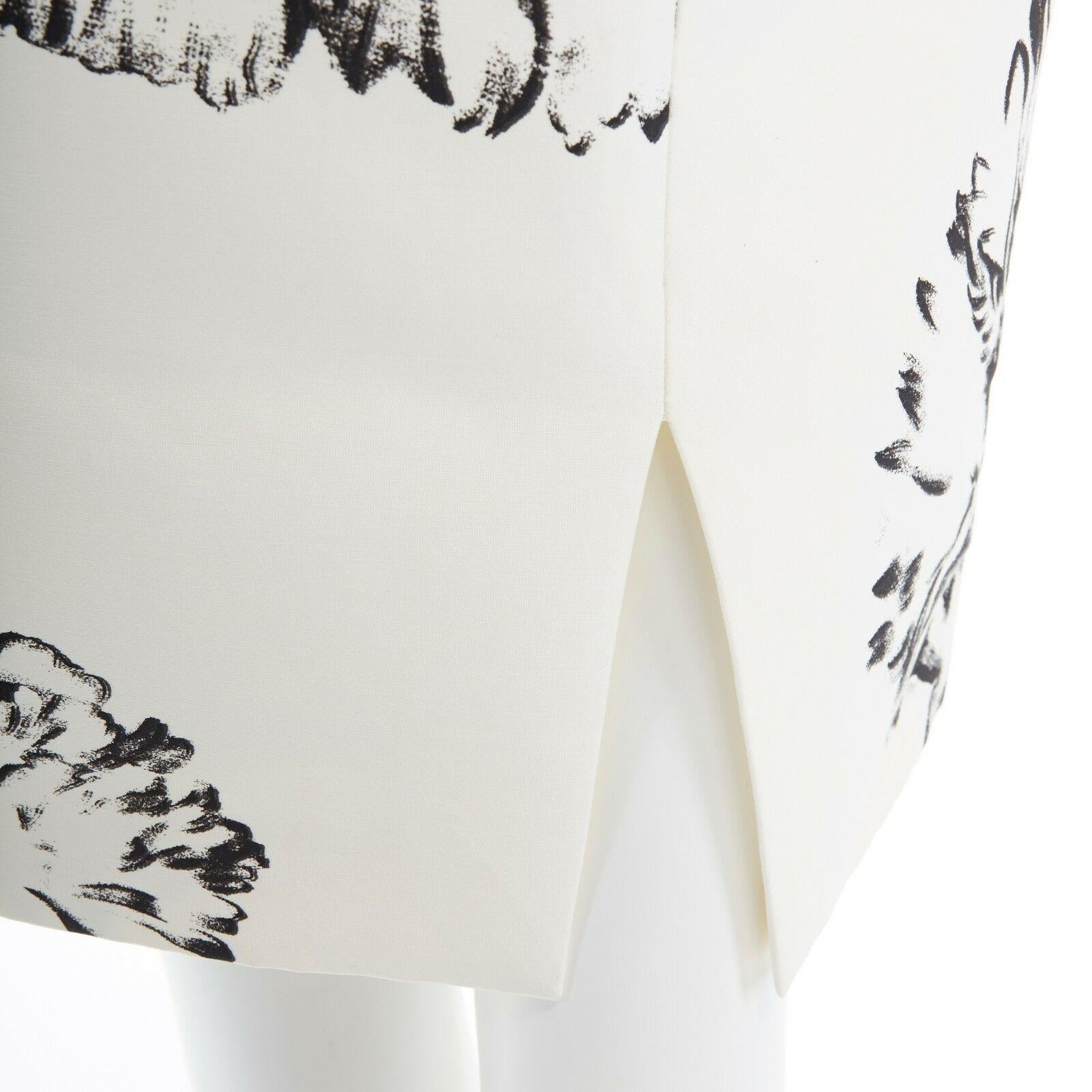 GIAMBATTISTA VALLI cream cotton silk floral print corset strapless dress XS 3