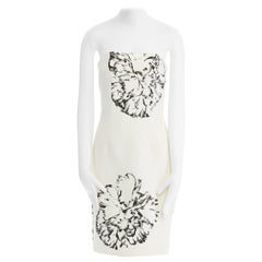 GIAMBATTISTA VALLI cream cotton silk floral print corset strapless dress XS