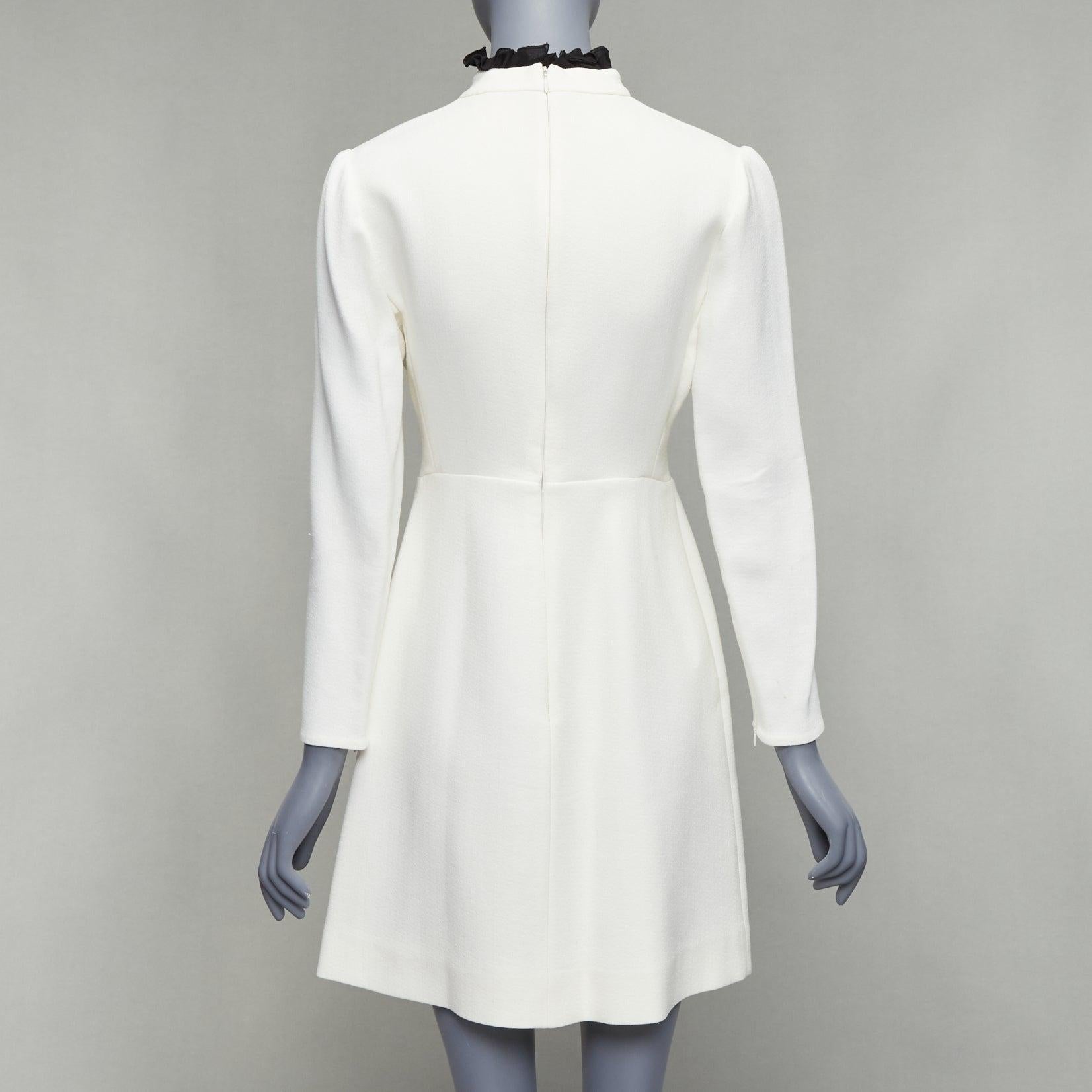 De las mujeres GIAMBATTISTA VALLI crepé crema bordado cuello volante vestido IT42 M en venta