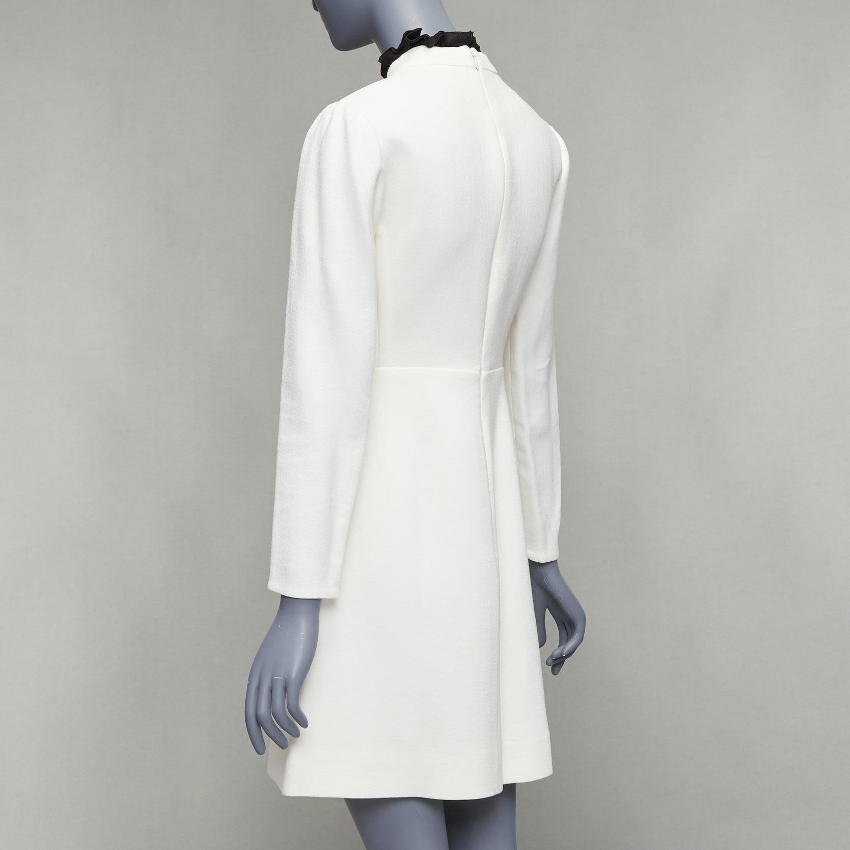 GIAMBATTISTA VALLI crepé crema bordado cuello volante vestido IT42 M en venta 1