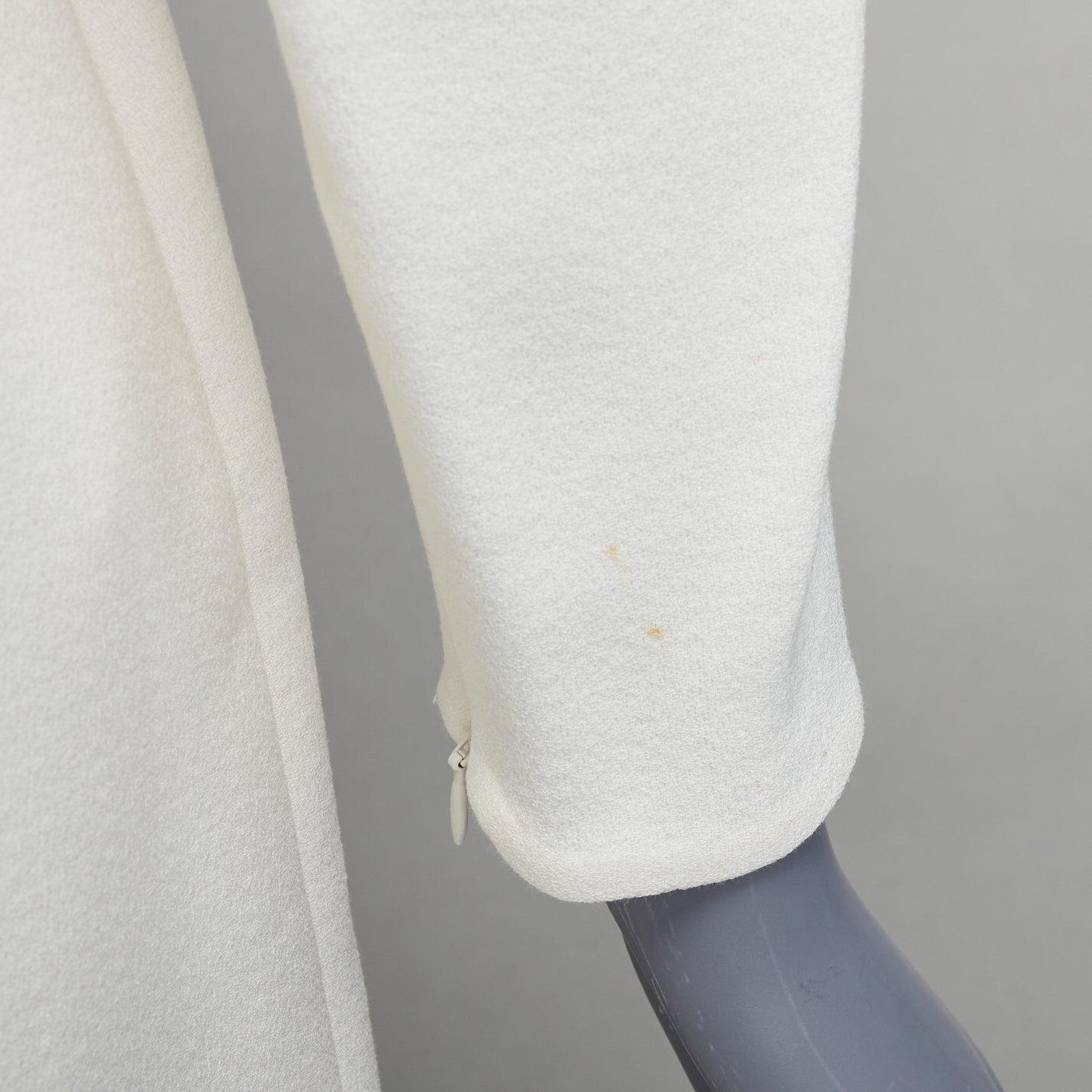 GIAMBATTISTA VALLI crepé crema bordado cuello volante vestido IT42 M en venta 2