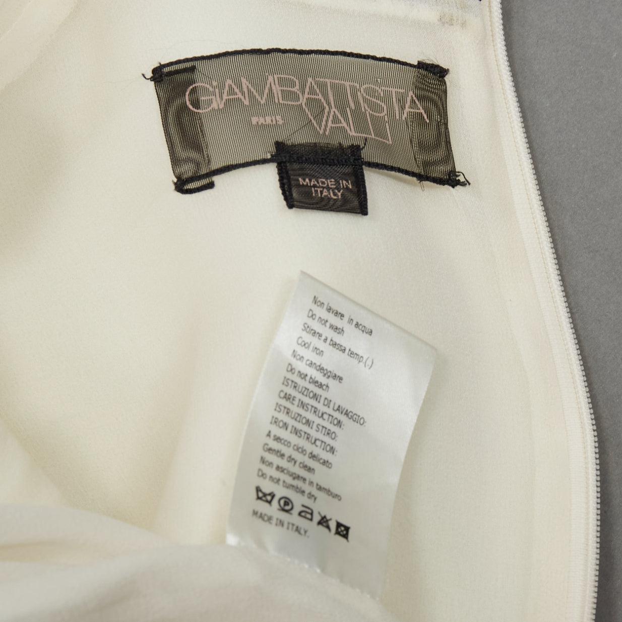 GIAMBATTISTA VALLI crepé crema bordado cuello volante vestido IT42 M en venta 3