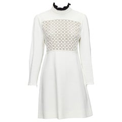 GIAMBATTISTA VALLI robe à col volant brodé en crêpe crème IT42 M