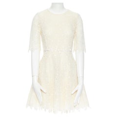 GIAMBATTISTA VALLI cream floral lace short sleeves cocktail dress IT38 XXS