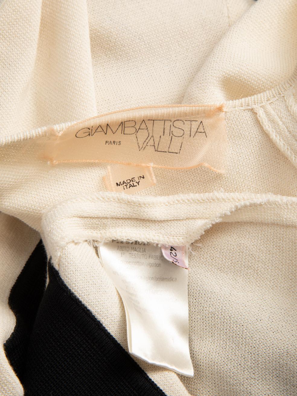 Giambattista Valli Cream Midi Dress with Black Piping Detail Size S In Good Condition In London, GB