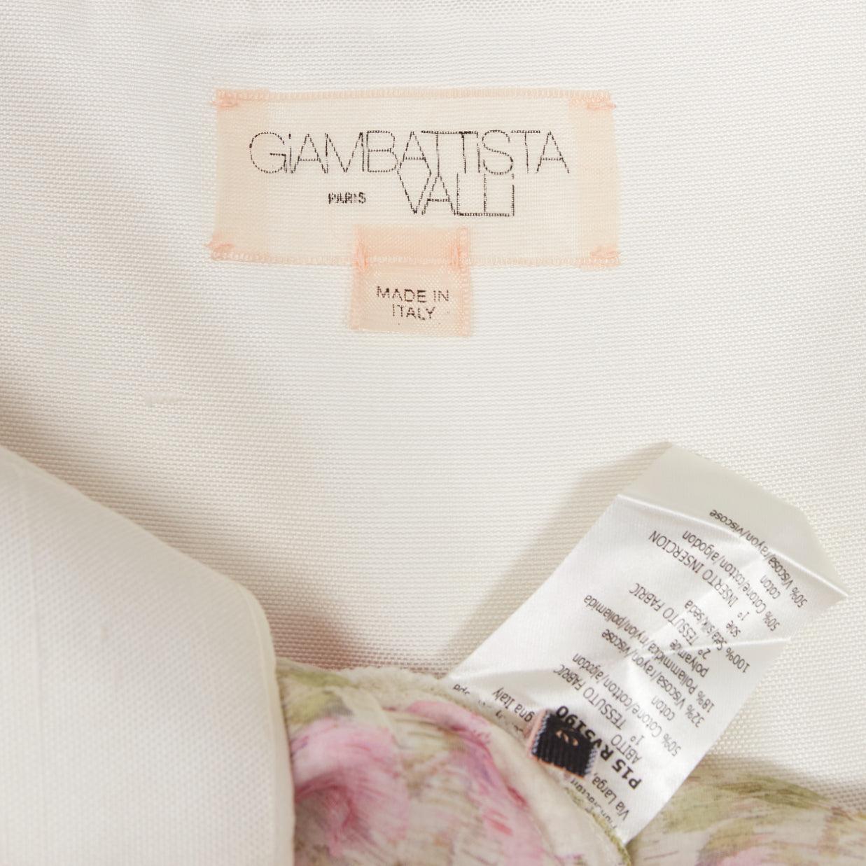 GIAMBATTISTA VALLI cream purple floral cotton tweed sheer hem dress IT42 M For Sale 3
