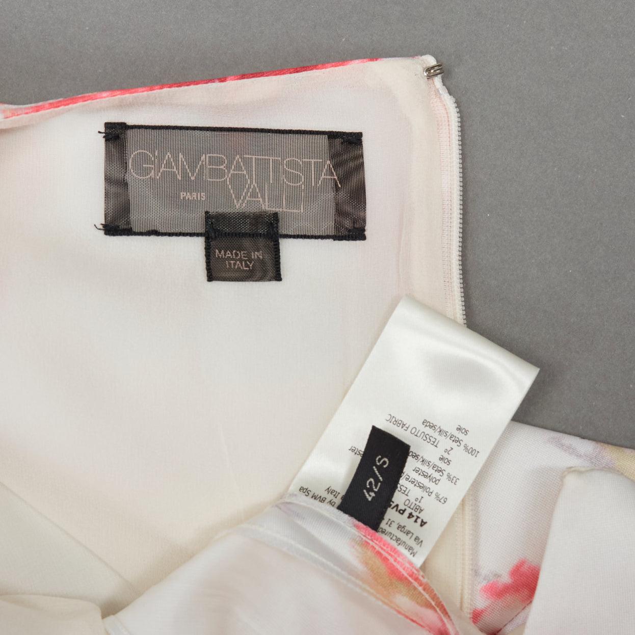 GIAMBATTISTA VALLI crema rojo lila estampado floral tul ajustado vestido acampanado IT42 S en venta 3