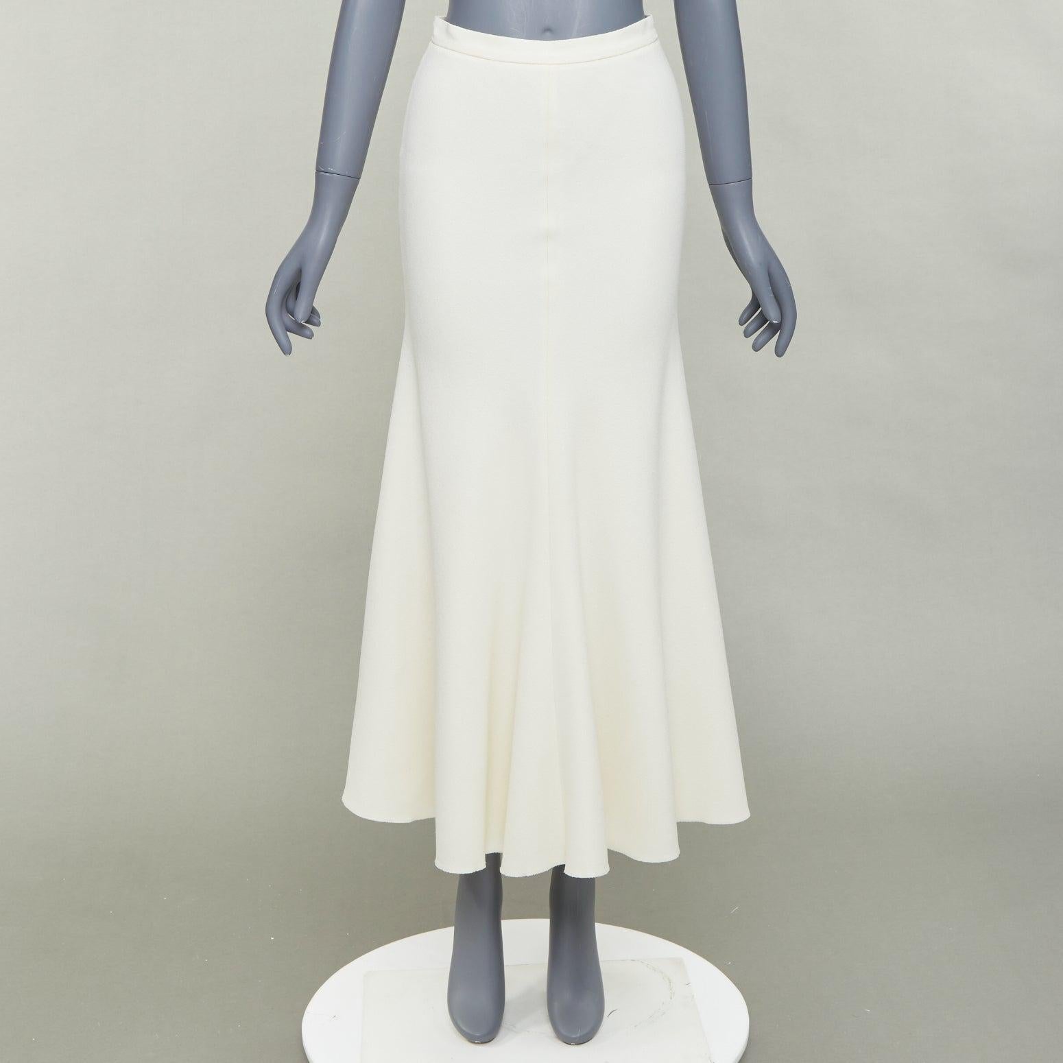 GIAMBATTISTA VALLI cream silk lined high waist flute mermaid midi skirt IT38 XS For Sale 5