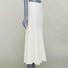 GIAMBATTISTA VALLI cream silk lined high waist flute mermaid midi skirt IT38 XS