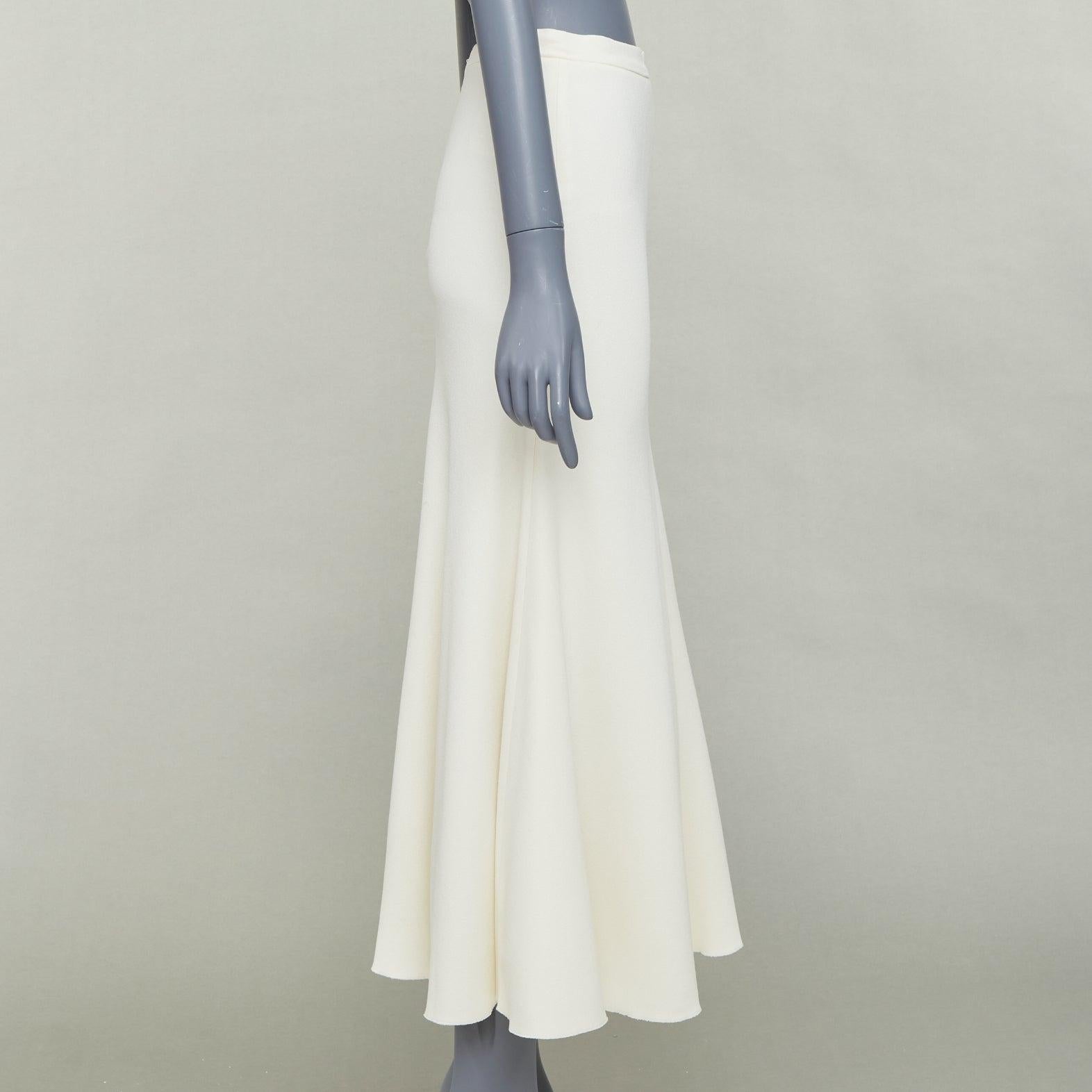 Gray GIAMBATTISTA VALLI cream silk lined high waist flute mermaid midi skirt IT38 XS For Sale