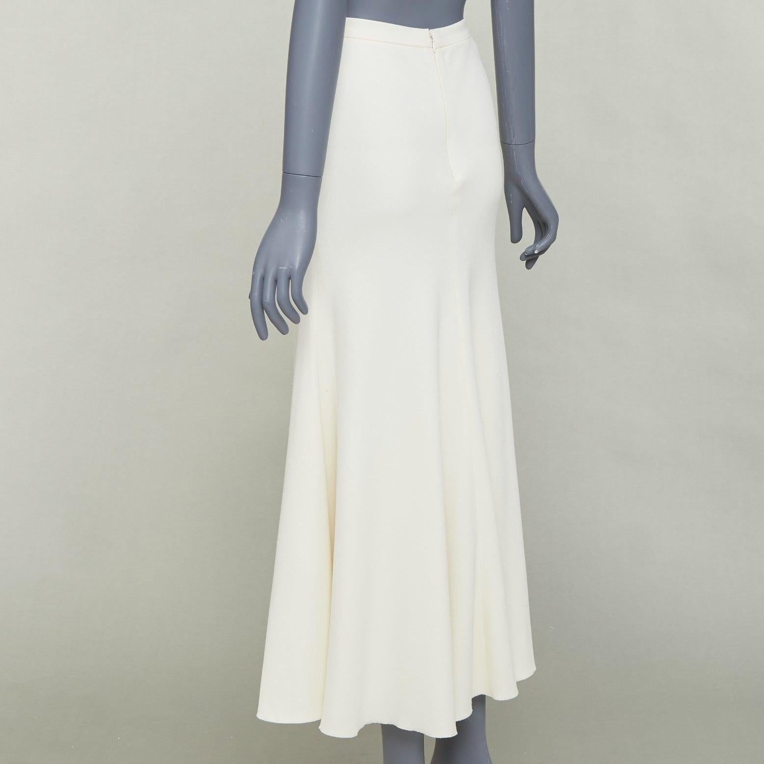 Women's GIAMBATTISTA VALLI cream silk lined high waist flute mermaid midi skirt IT38 XS For Sale