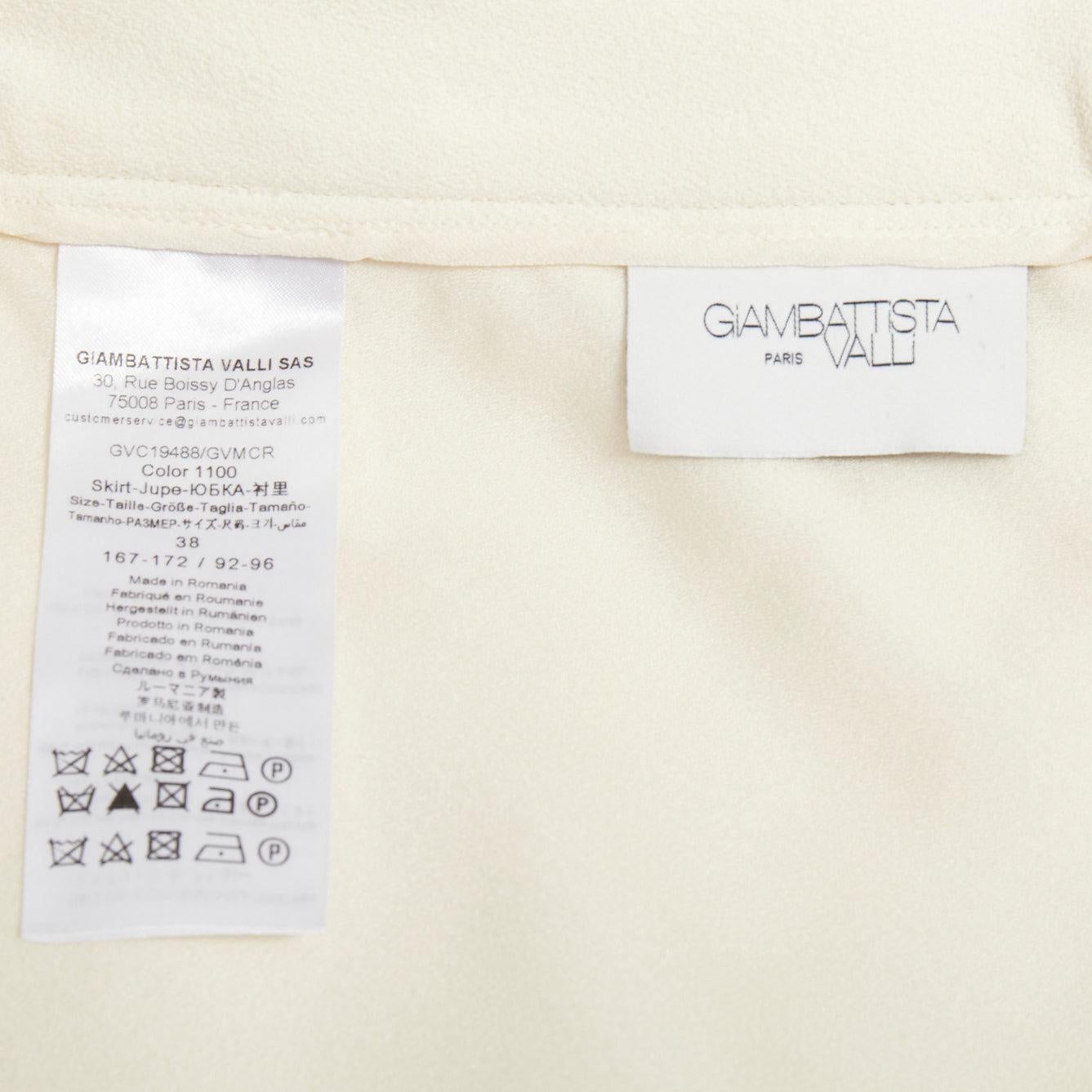 GIAMBATTISTA VALLI cream silk lined high waist flute mermaid midi skirt IT38 XS For Sale 4