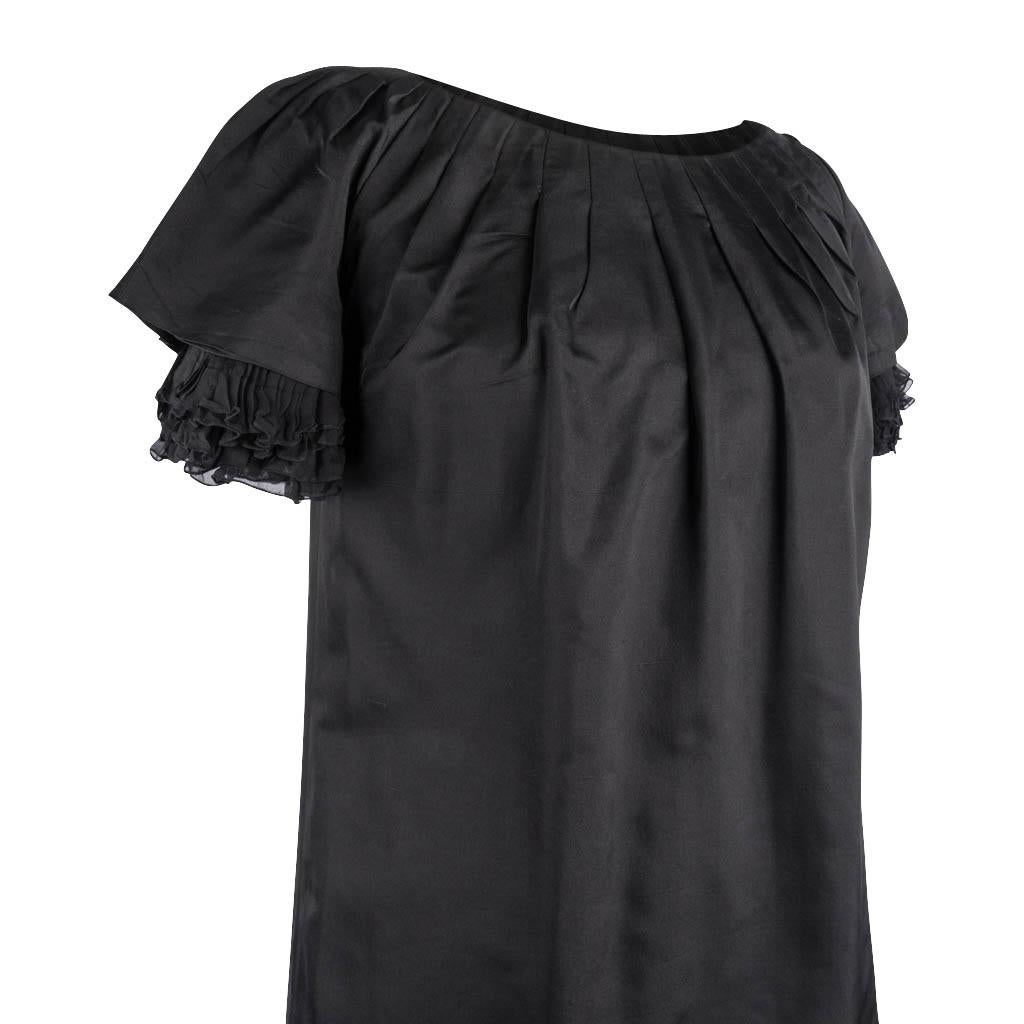 Women's Giambattista Valli Dress Black Taffeta Silk Peekaboo Chiffon Sleeves 42 / S