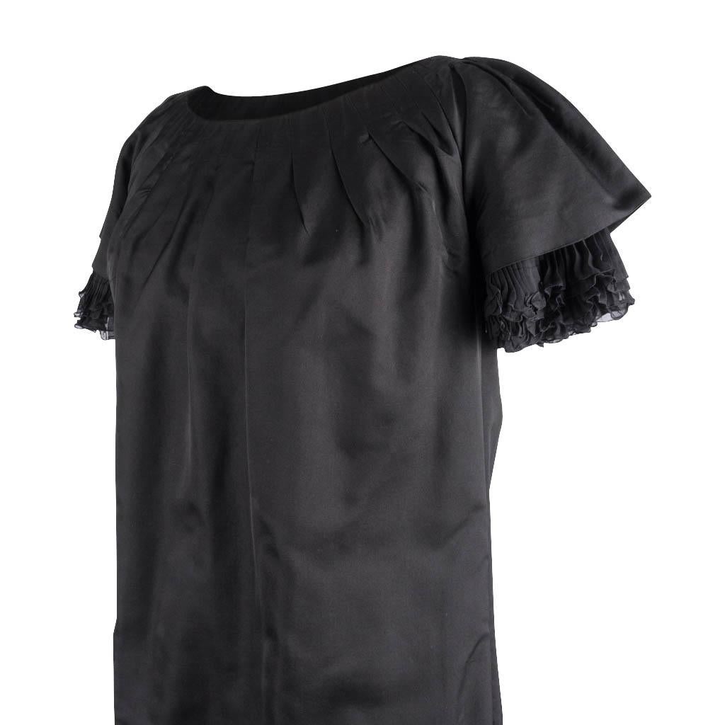 Giambattista Valli Dress Black Taffeta Silk Peekaboo Chiffon Sleeves 42 / S 1