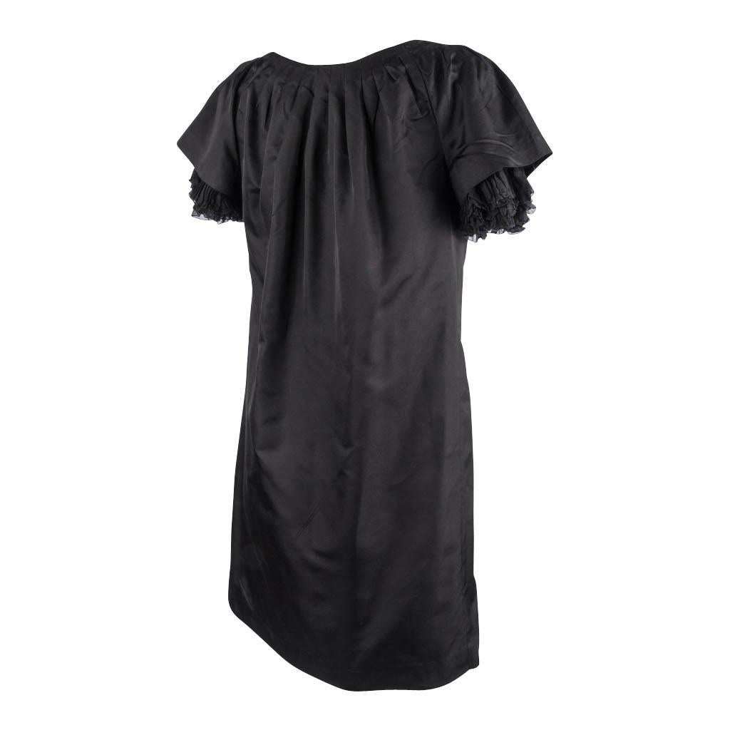 Giambattista Valli Dress Black Taffeta Silk Peekaboo Chiffon Sleeves 42 / S 3