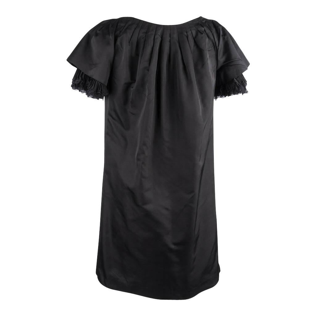 Giambattista Valli Dress Black Taffeta Silk Peekaboo Chiffon Sleeves 42 / S 4