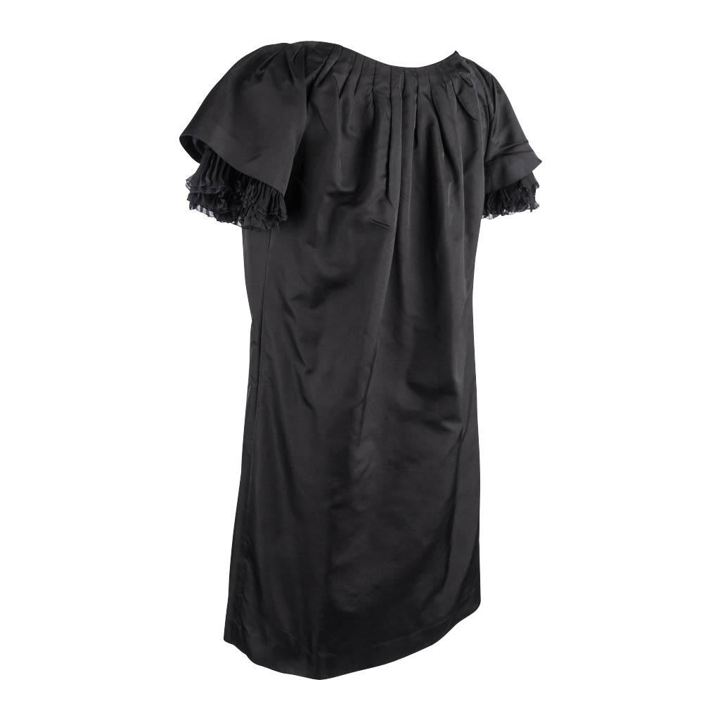 Giambattista Valli Dress Black Taffeta Silk Peekaboo Chiffon Sleeves 42 / S 5