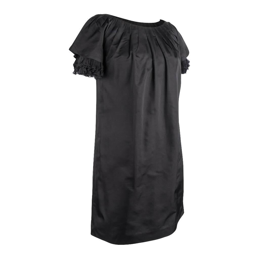 Giambattista Valli Dress Black Taffeta Silk Peekaboo Chiffon Sleeves 42 / S