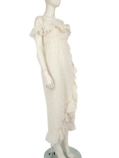 Giambattista Valli Ecru Floral Off Shoulder Dress Size XL