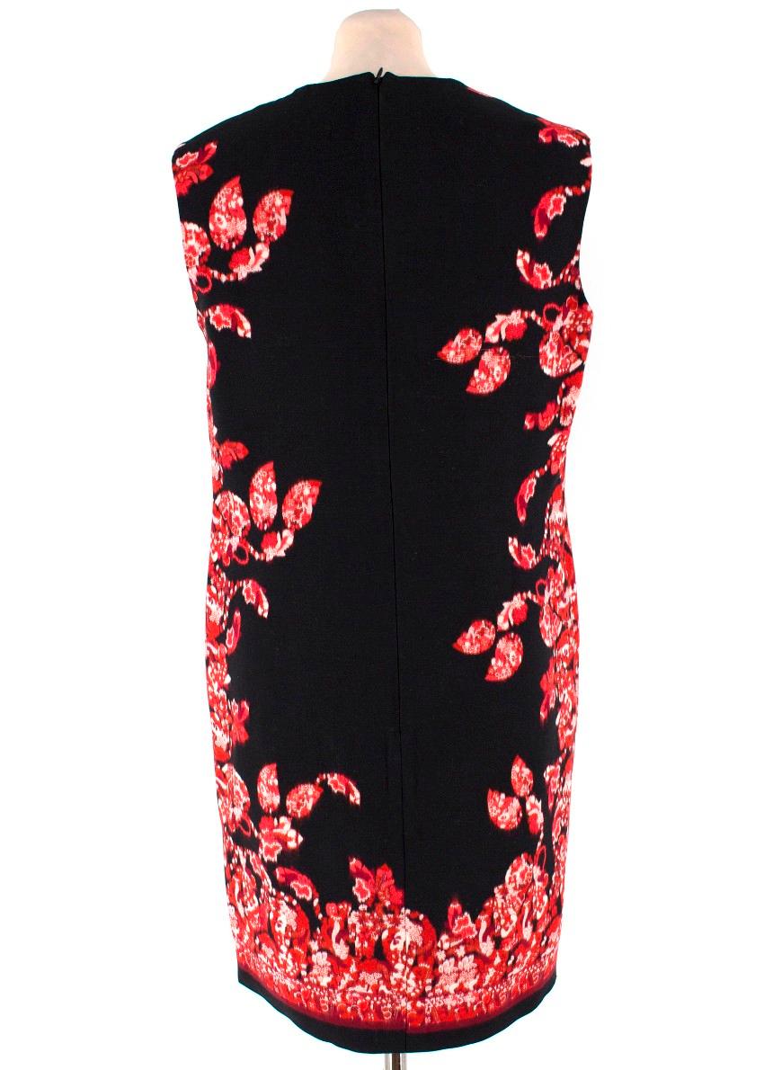 Black Giambattista Valli Floral Border Printed Shift Dress US 10