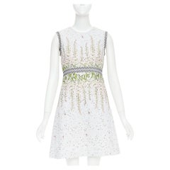 GIAMBATTISTA VALLI floral embroidered cotton tweed A-line cocktail dress IT40 XS