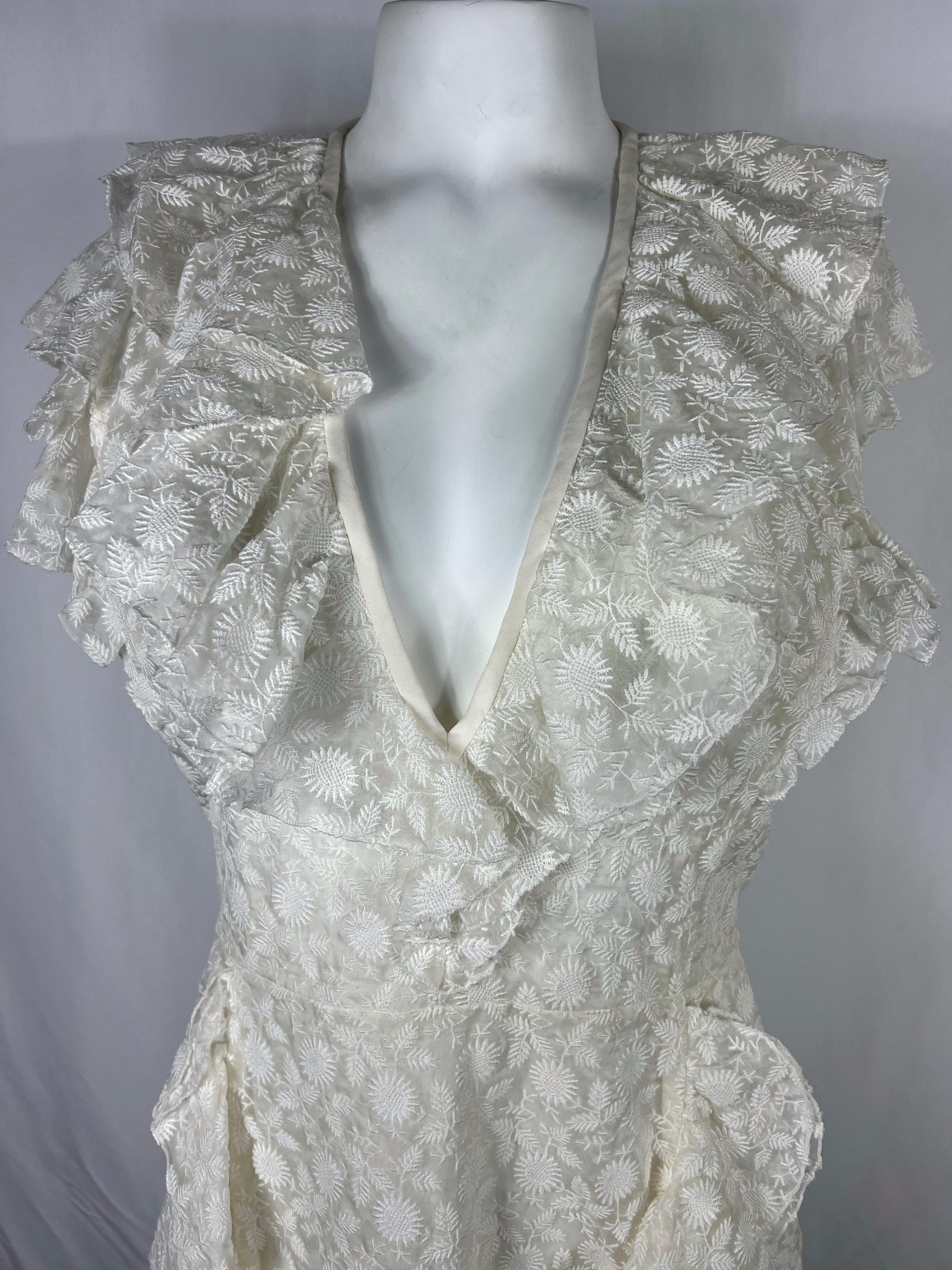 Mini Vestido Bordado Floral Giambattista Valli, Talla 44 Gris en venta