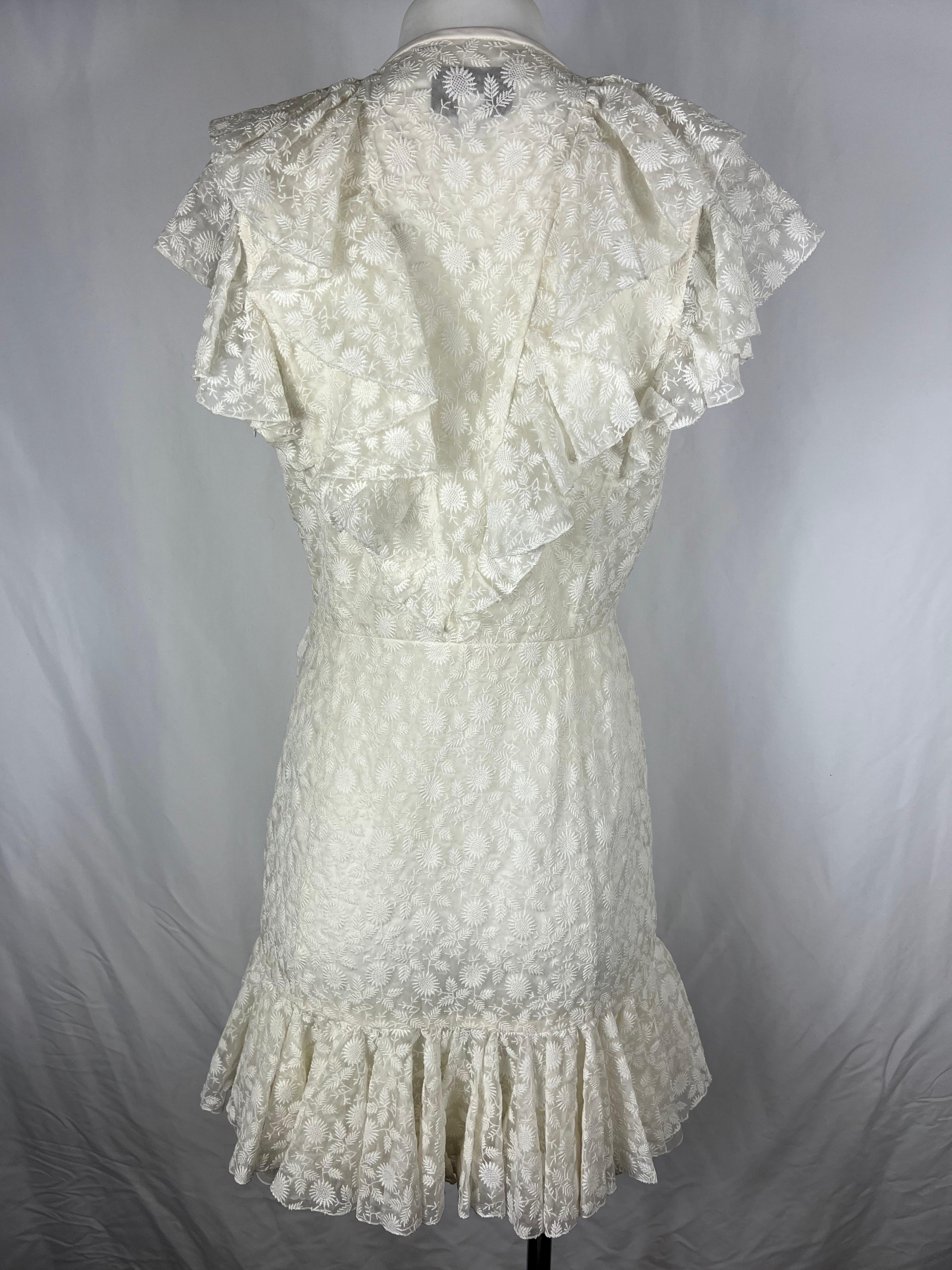 Gray  Giambattista Valli Floral Embroidered Mini Dress, Size 44 For Sale