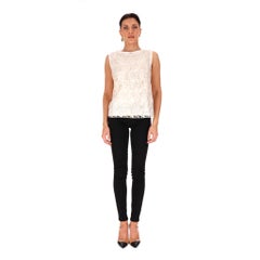 Giambattista Valli Floral Lace-Embellished Cotton Top