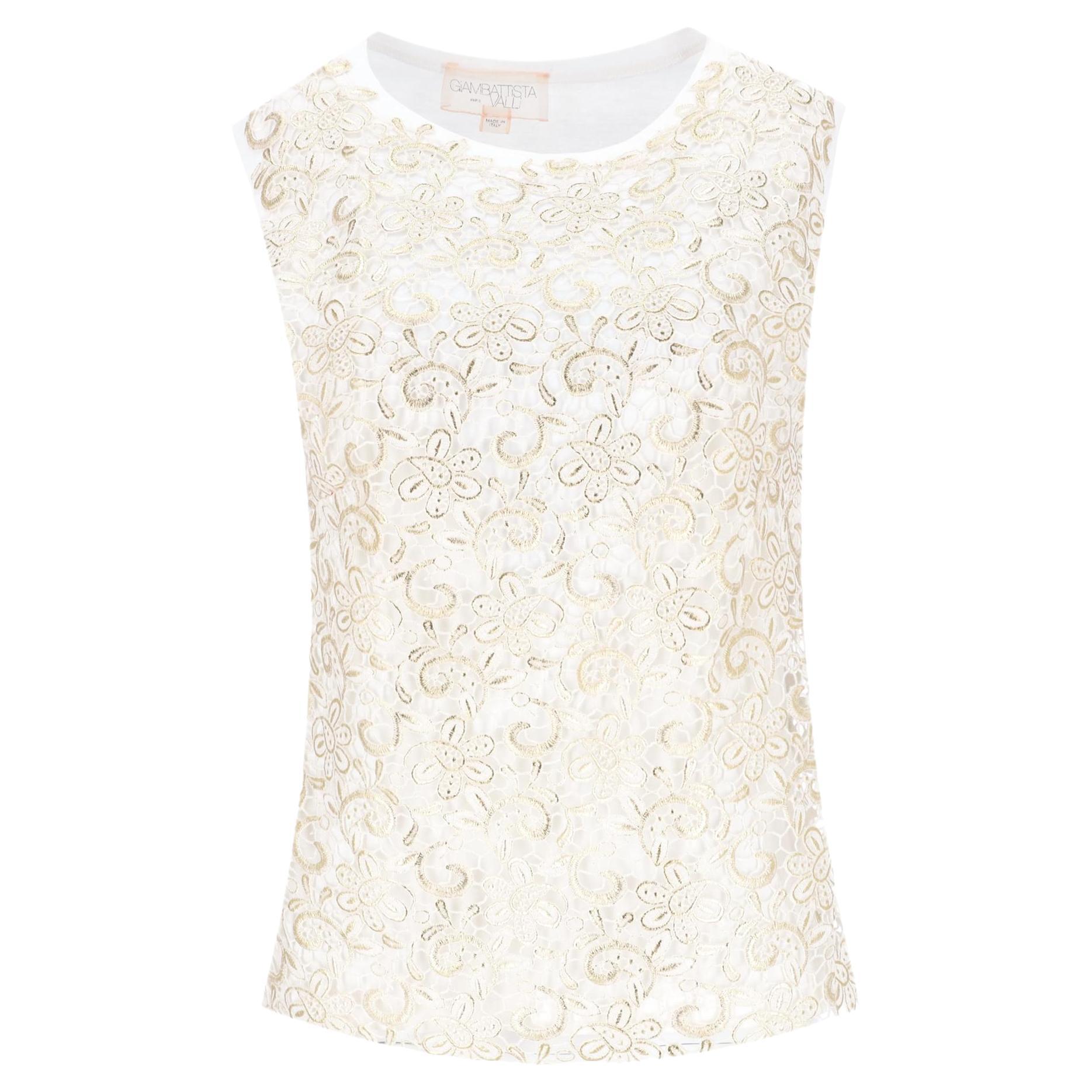 Top in cotone impreziosito da pizzo floreale Giambattista Valli