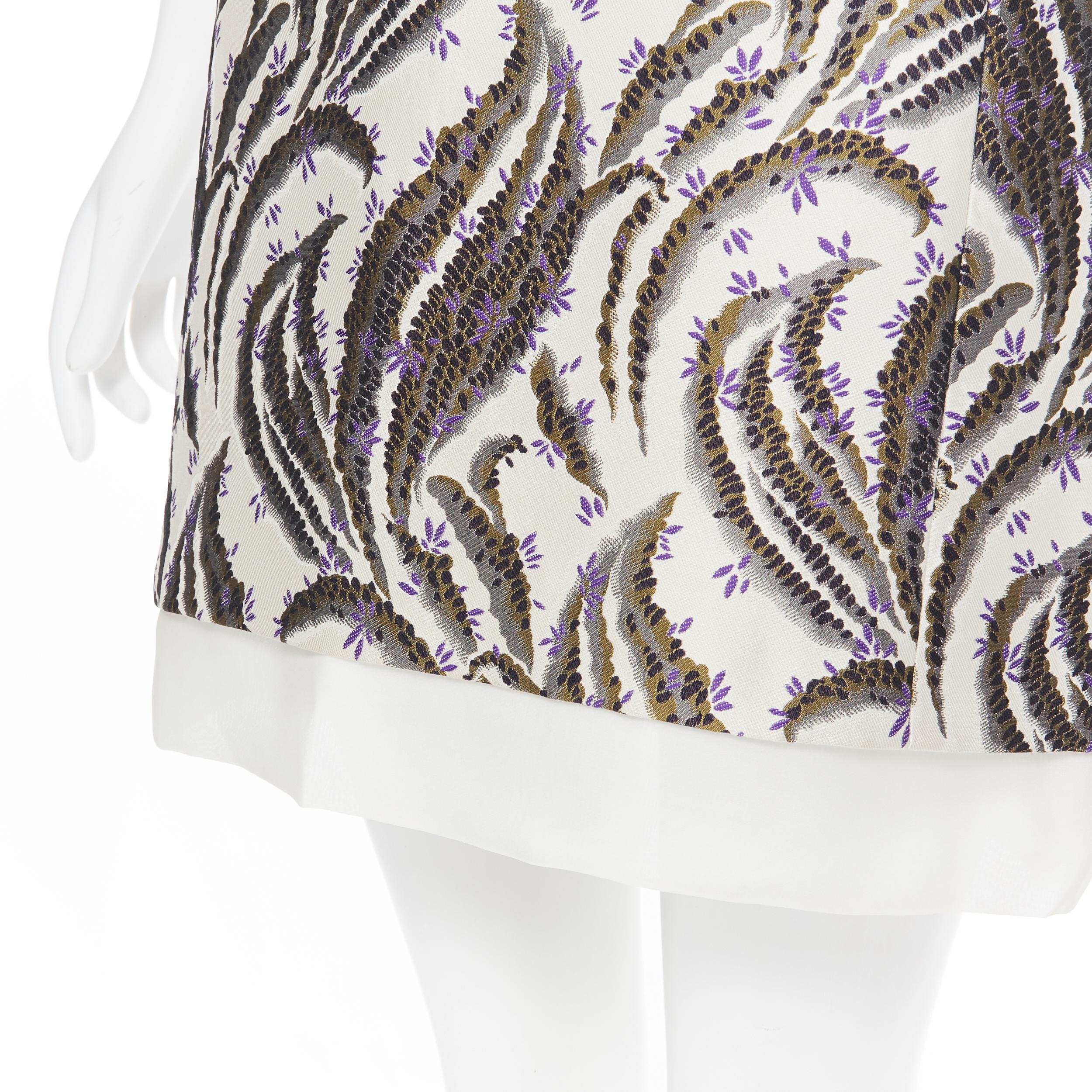 GIAMBATTISTA VALLI floral purple blossom jacquard crystal collar sheath dress XS 4