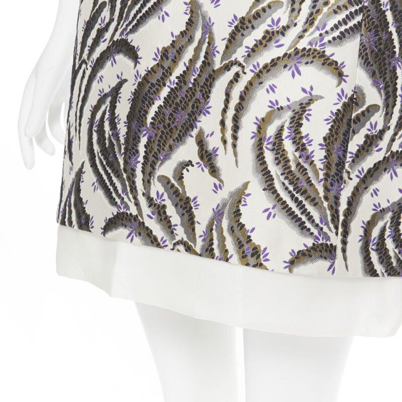 GIAMBATTISTA VALLI floral purple blossom jacquard crystal collar sheath dress XS For Sale 4