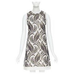 GIAMBATTISTA VALLI floral purple blossom jacquard crystal collar sheath dress XS