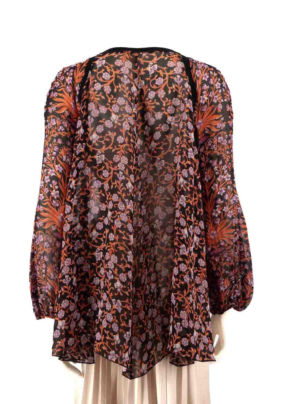 Brown Giambattista Valli Floral V-Neck See Through Top Size XXL For Sale