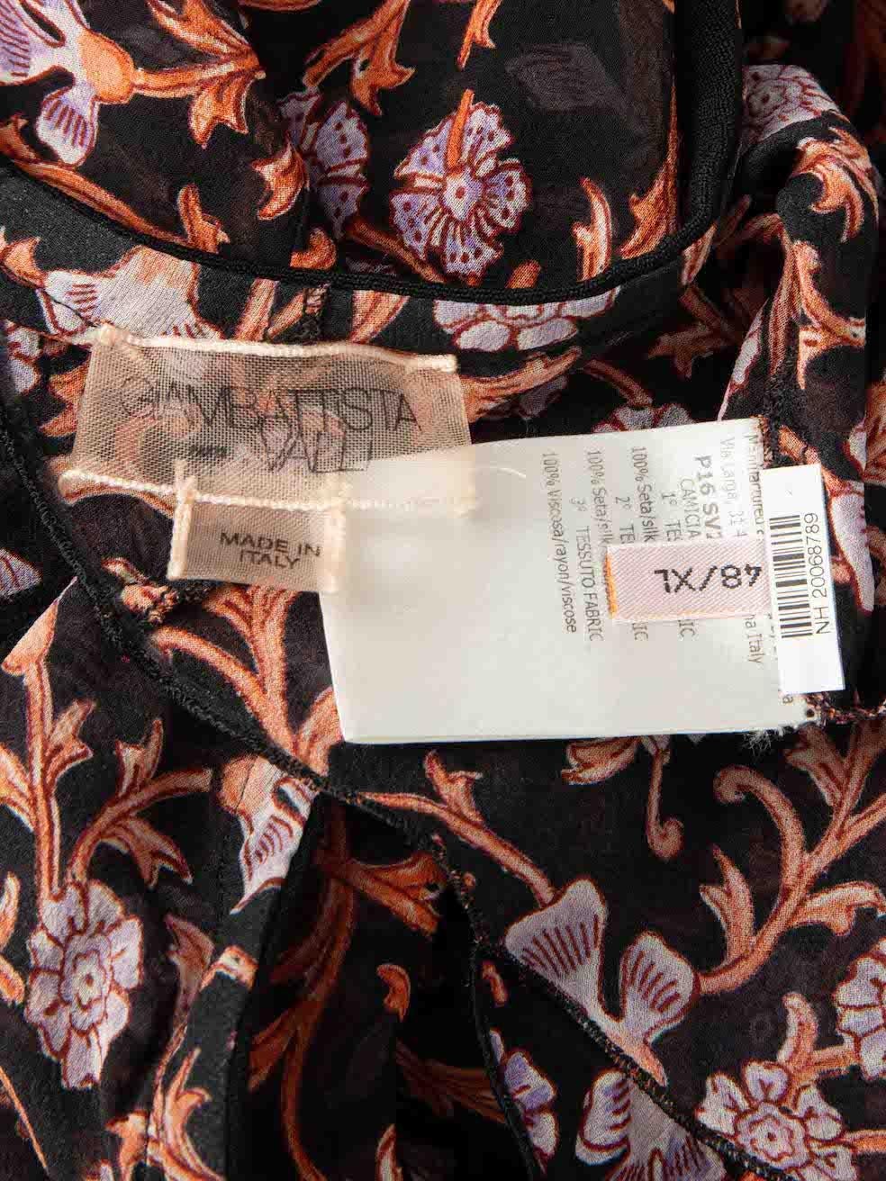 Giambattista Valli Floral V-Neck See Through Top Size XXL In Excellent Condition For Sale In London, GB