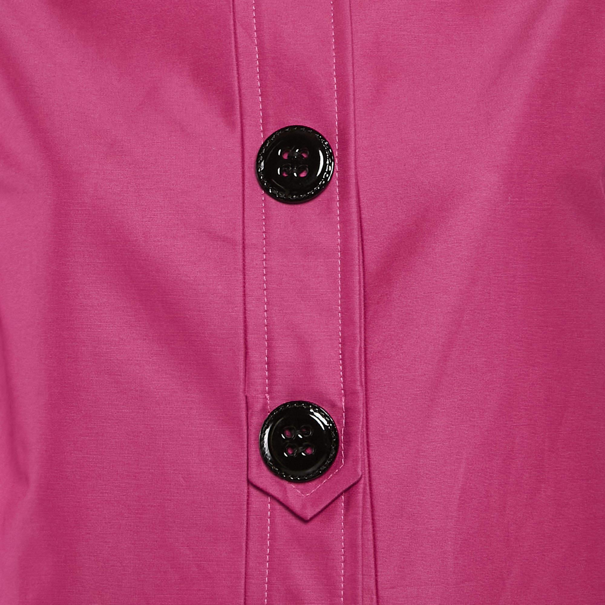 Giambattista Valli Fuchsia Pink Cotton Blend Oversized Jacket M In Fair Condition For Sale In Dubai, Al Qouz 2