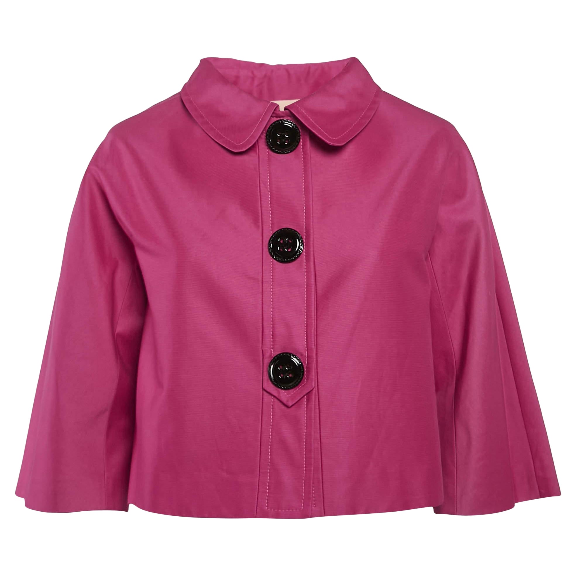 Giambattista Valli Chaqueta oversize de mezcla de algodón rosa fucsia M