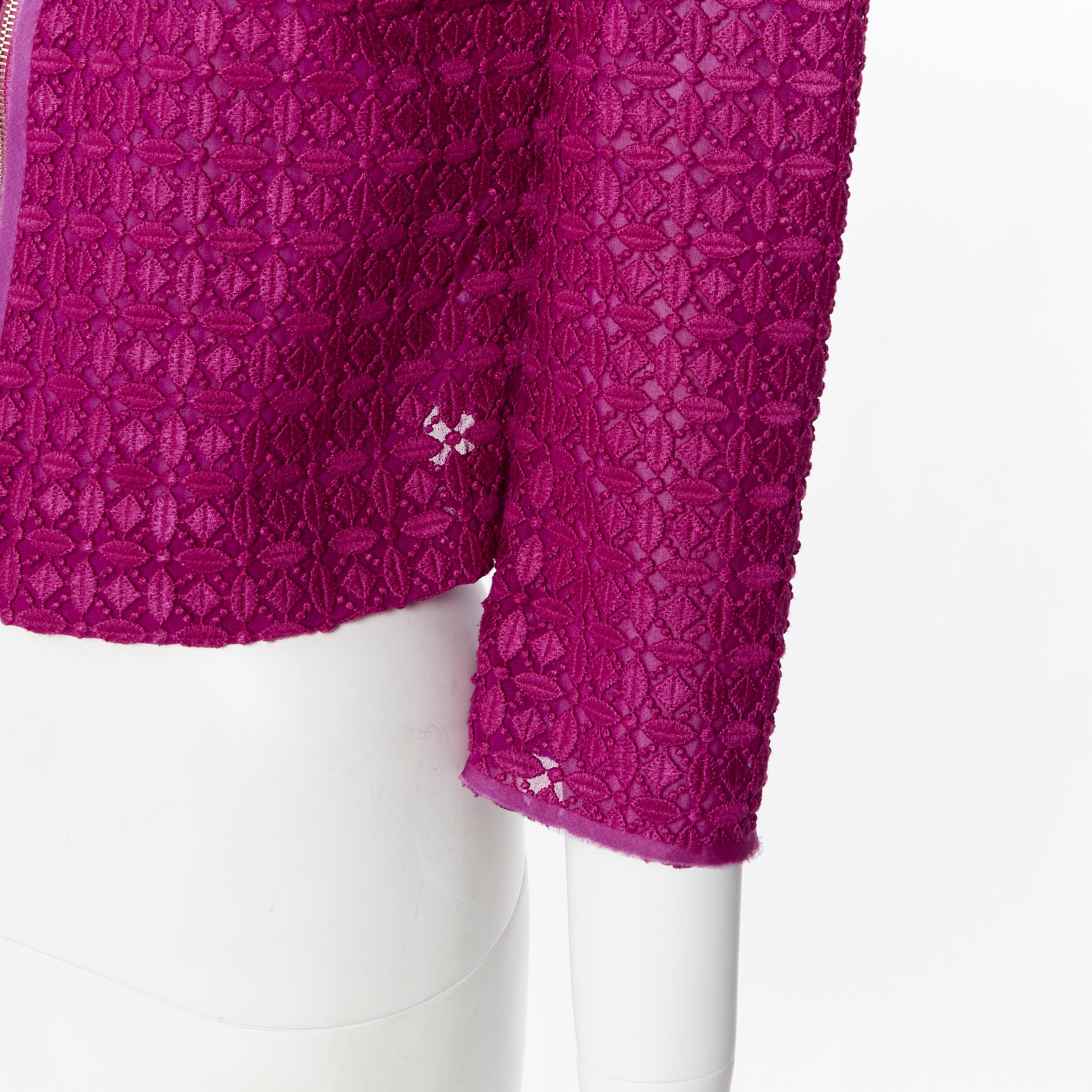 GIAMBATTISTA VALLI fuschia pink embroidery anglais lace 3/4 sleeve jacket XXS 3