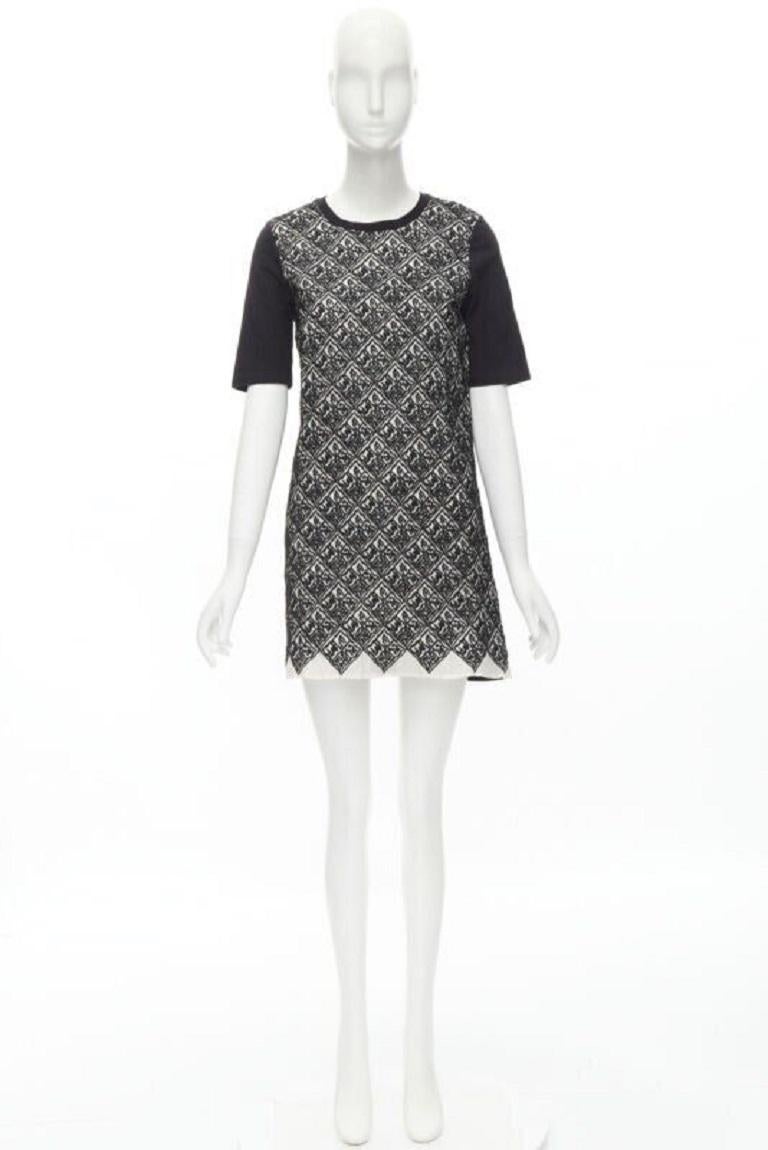 Giambattista Valli: abito t-shirt in cotone nero con motivo jacquard geometrico XXS in vendita 6