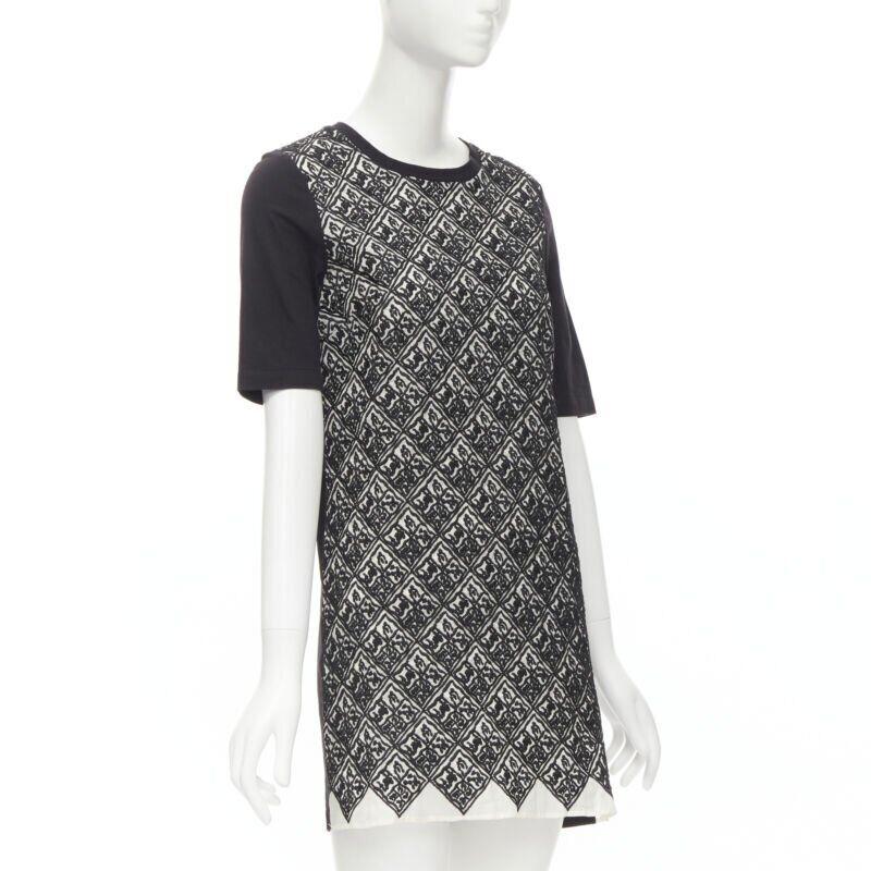 Nero Giambattista Valli: abito t-shirt in cotone nero con motivo jacquard geometrico XXS in vendita
