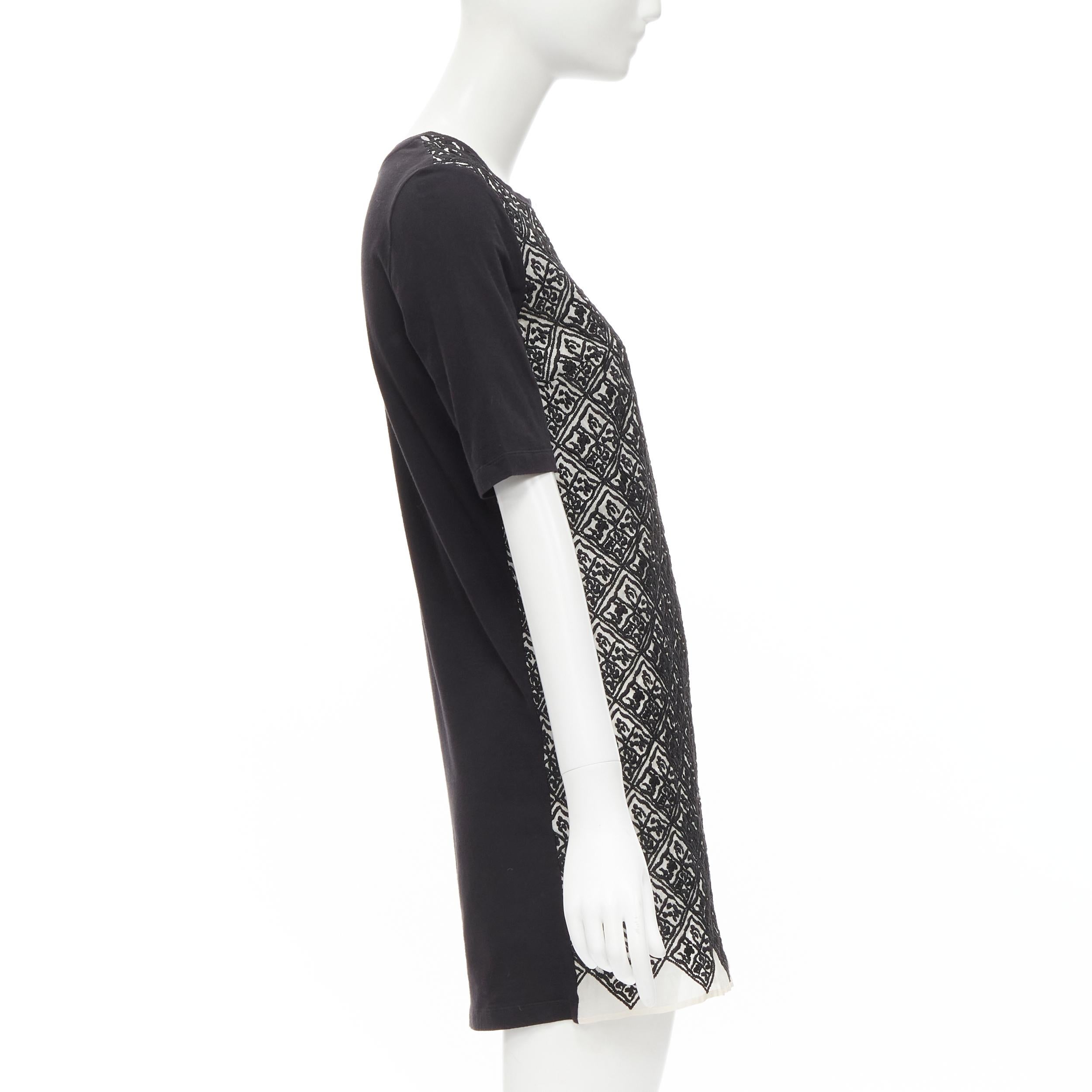 GIAMBATTISTA VALLI - Robe t-shirt en coton noir à motifs géométriques et jacquard sur le devant XXS Excellent état - En vente à Hong Kong, NT