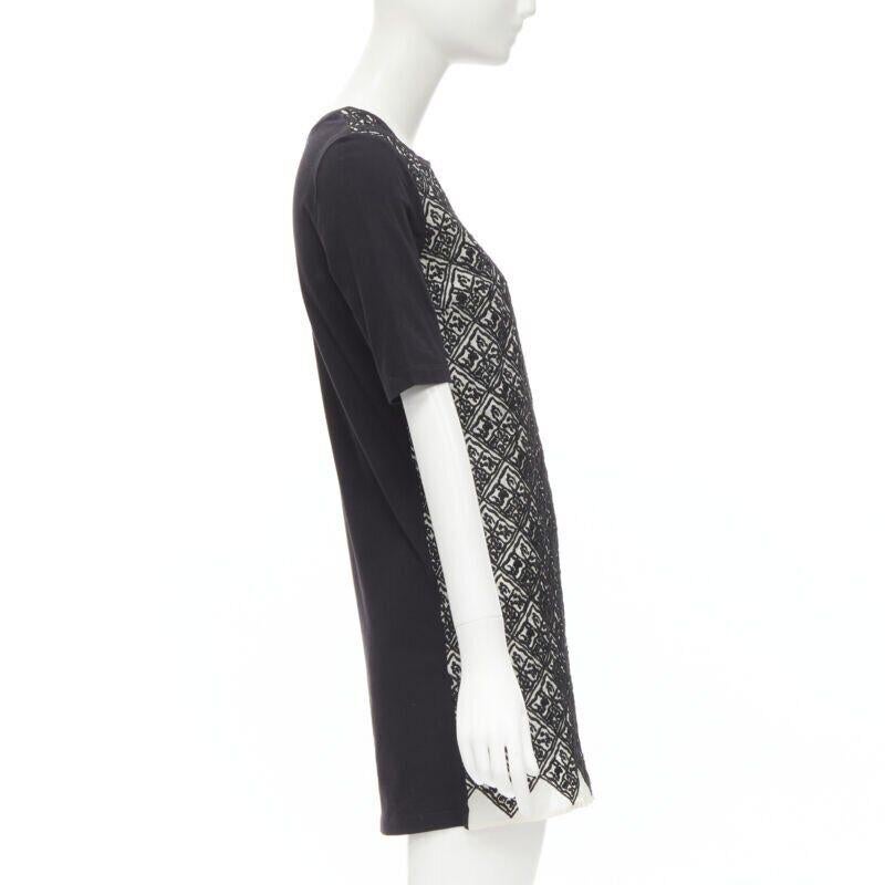 Giambattista Valli: abito t-shirt in cotone nero con motivo jacquard geometrico XXS In condizioni ottime in vendita a Hong Kong, NT