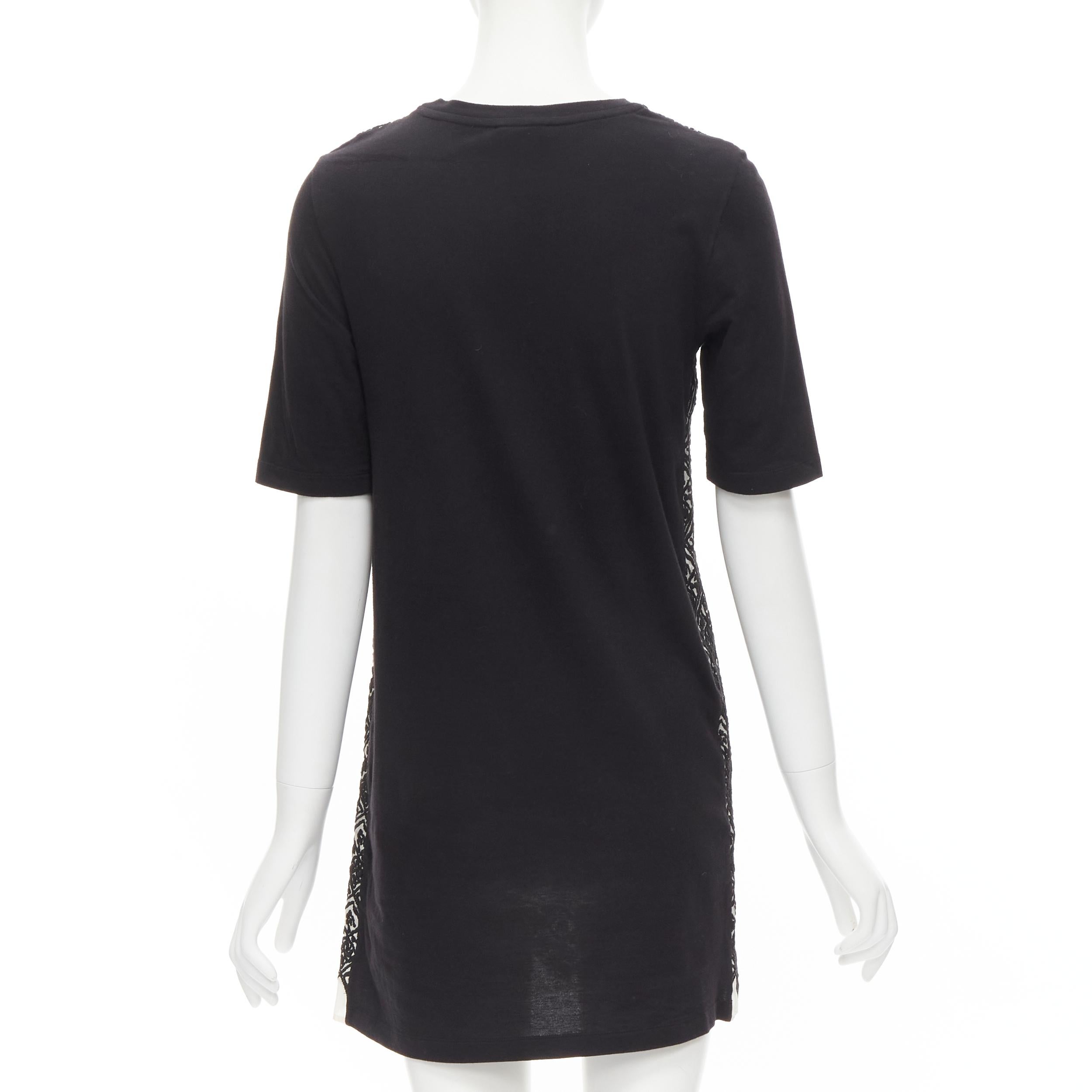GIAMBATTISTA VALLI geometric jacquard front black cotton t-shirt dress XXS In Excellent Condition For Sale In Hong Kong, NT