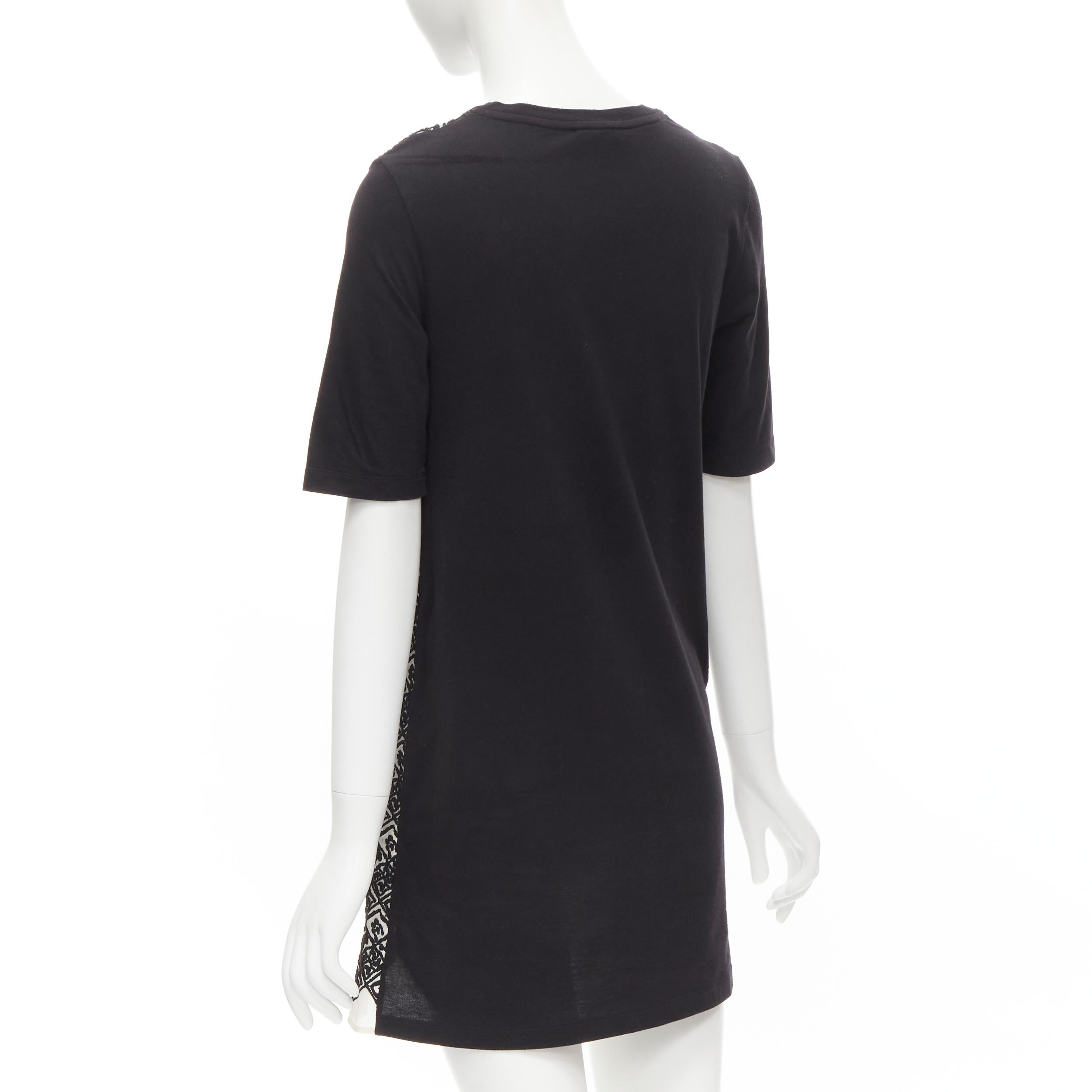 GIAMBATTISTA VALLI - Robe t-shirt en coton noir à motifs géométriques et jacquard sur le devant XXS en vente 1